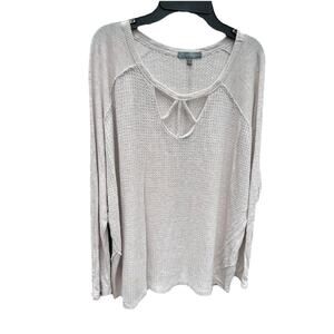 Wit & Wisdom Women’s Waffle Tunic Shirt Size Large Beige Dolman Sleeves Weekend